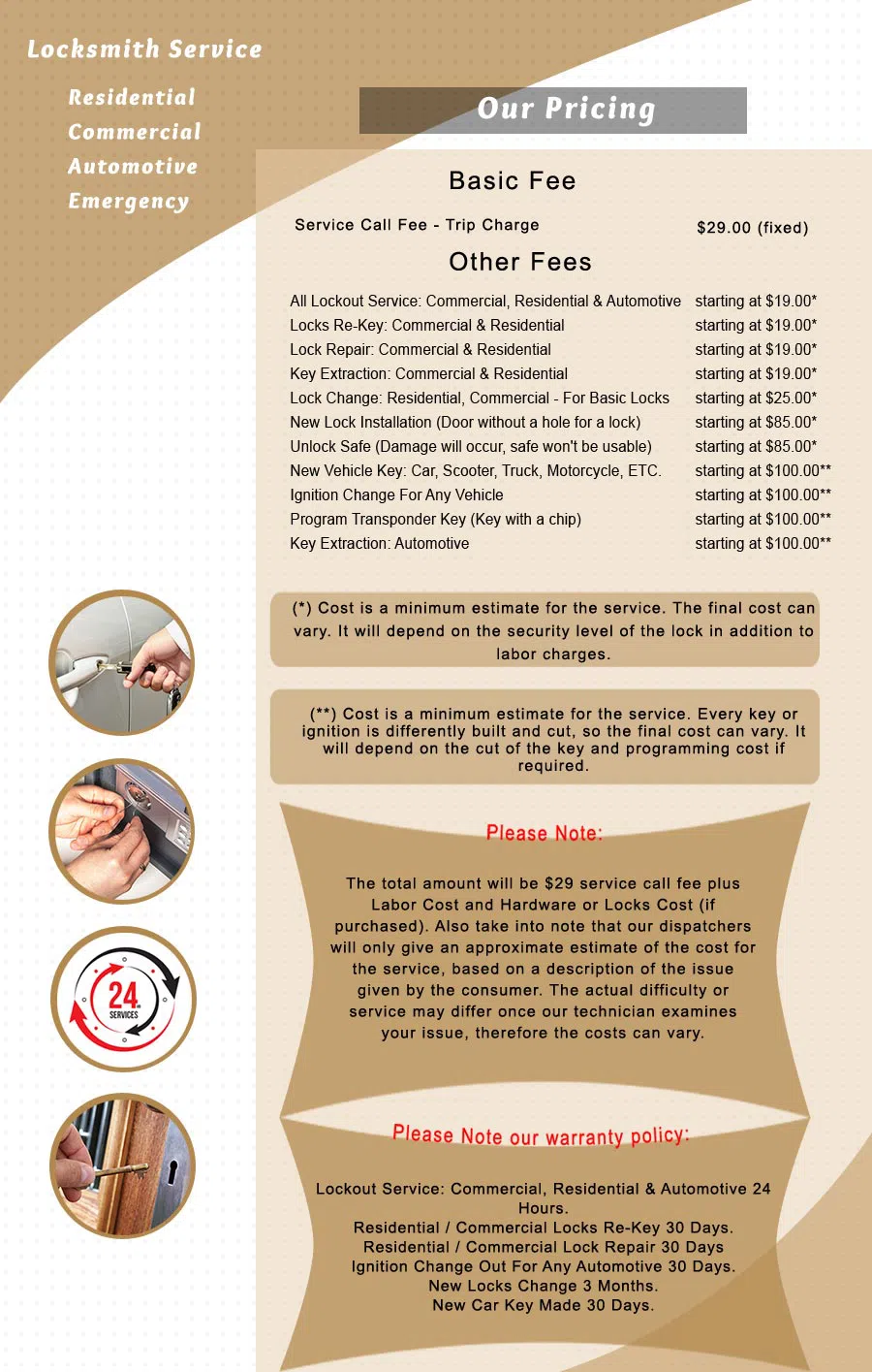 Dallas Neighborhood Locksmith, Dallas, TX 469-893-4253 - price-list